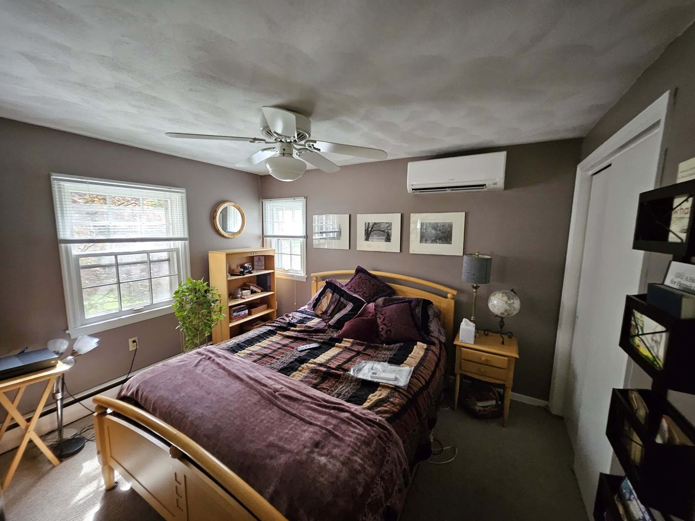 Mounted ductless mini split in bedroom of Kingston, PA, home.
