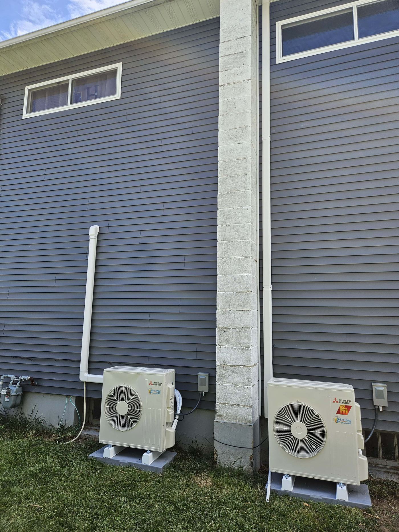 Outdoor Mistubishi ductless systems installed by KO HVAC in Nanticoke, PA.