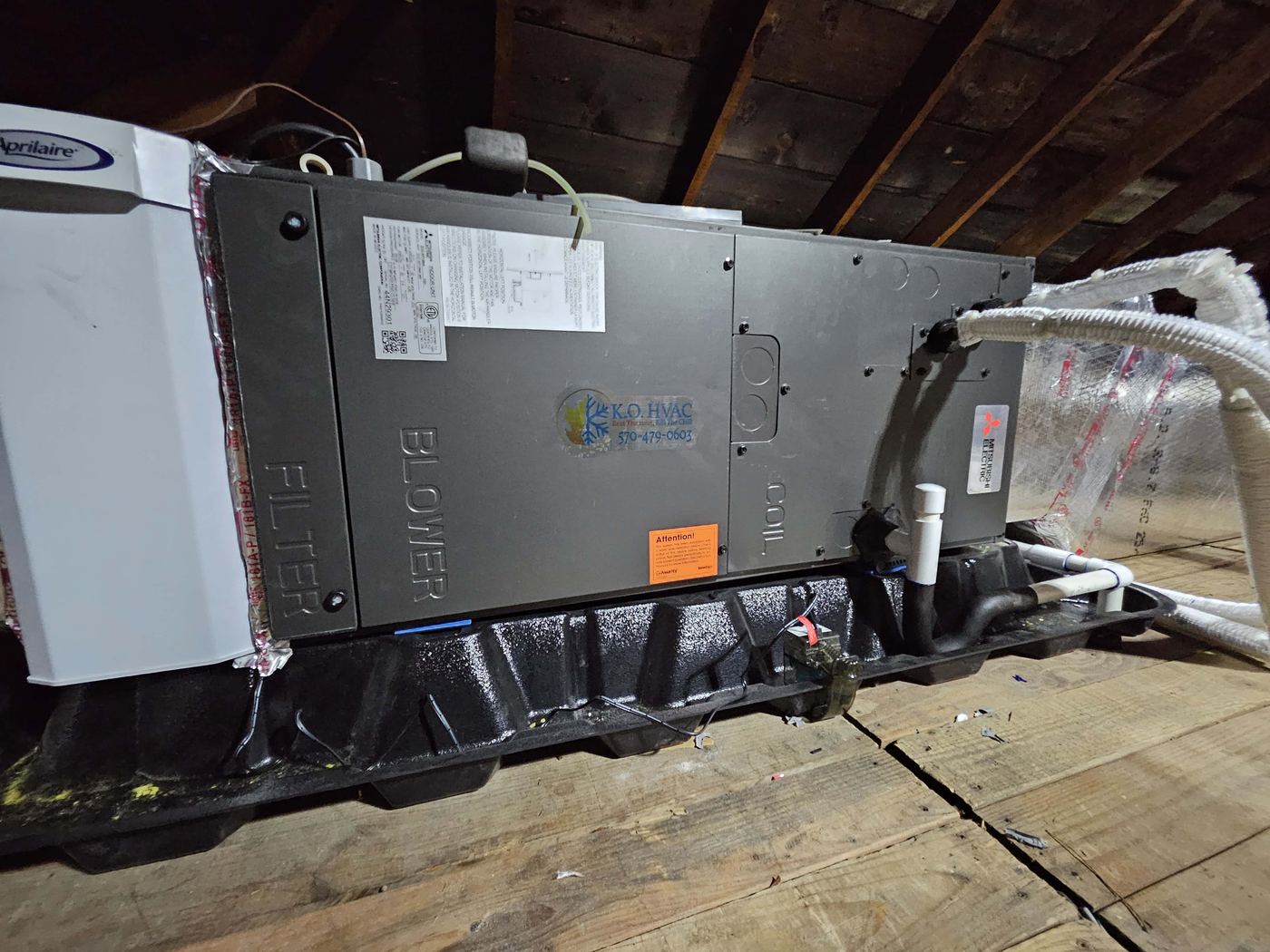 Example of HVAC system installation in Nanticoke, PA, by KO HVAC technicians.