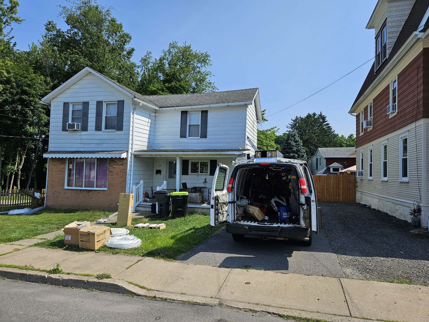 Residential home in Wilkes Barre, Pennsylvania, getting a new HVAC system installed.